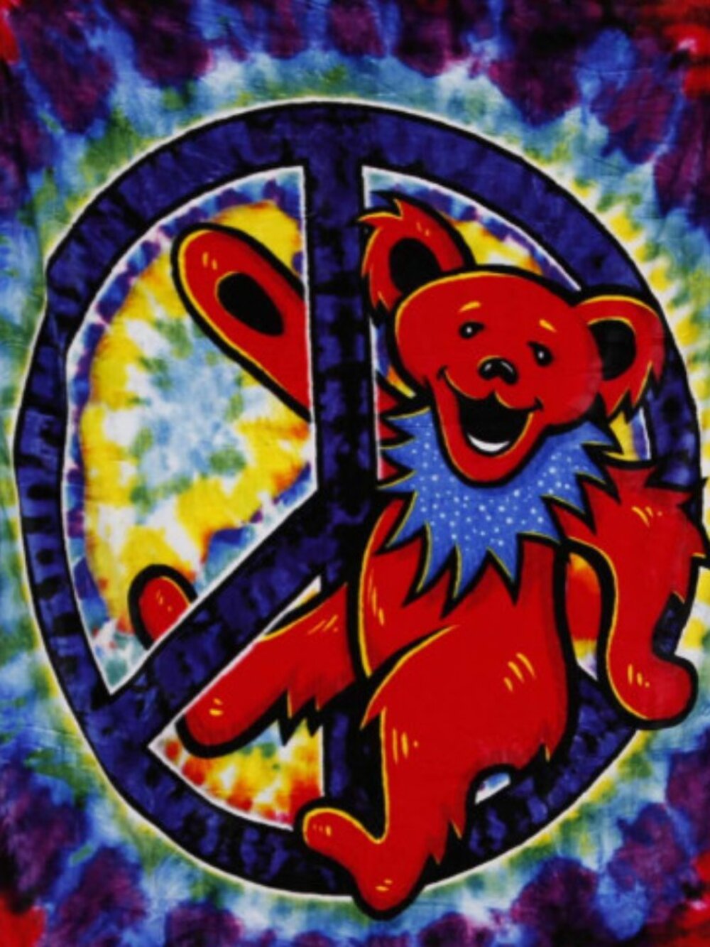 Grateful Dead Peace Bear Blanket ~ Officially Licensed ~ 50" x 60" ~ Brand New!
